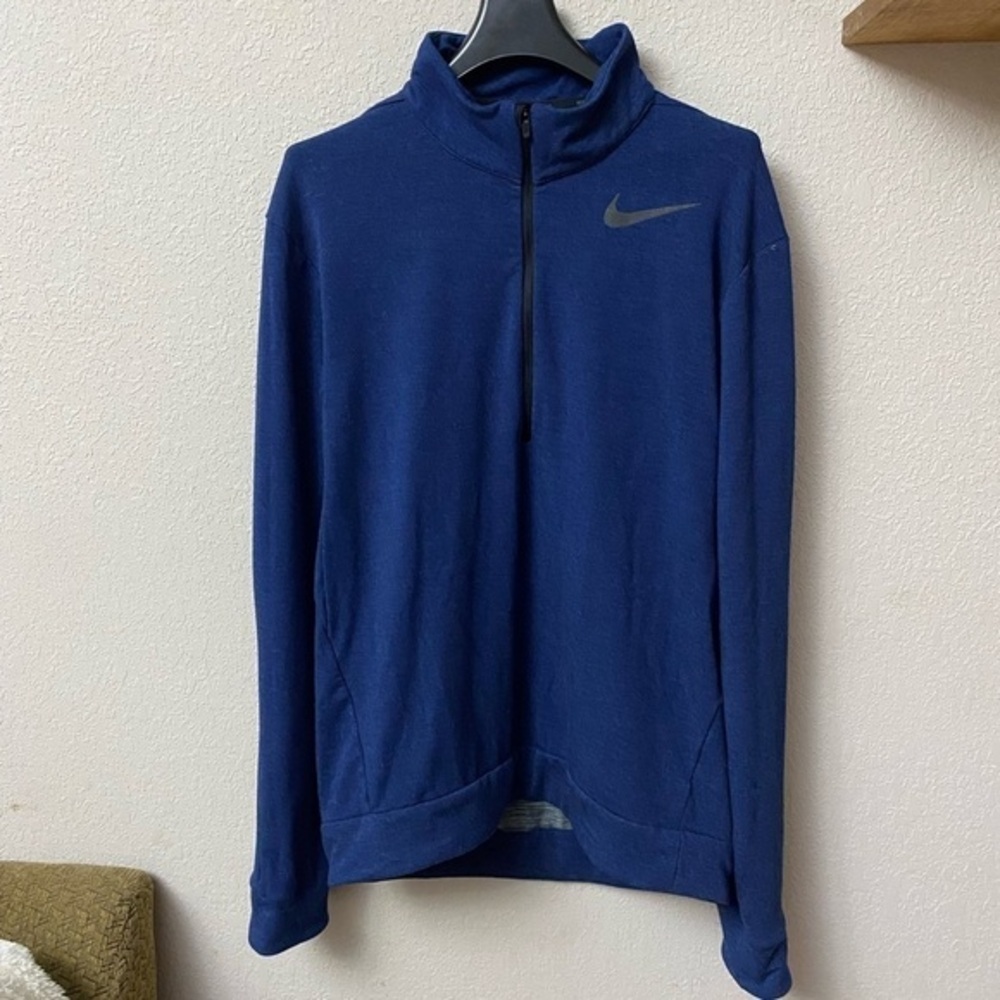 NIKE Dri-Fit quarter zip navy long sleeve pop over collared jacket size Small